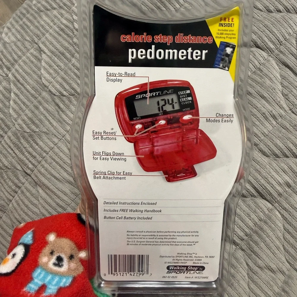 Sportline Red Pedometer Calorie Step Distance Tracker
